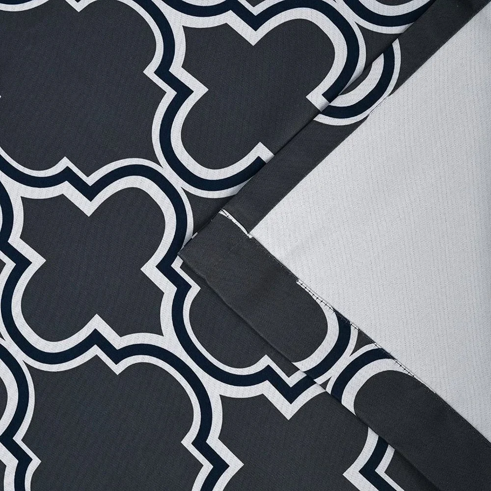 SUPERIOR Bohemian Trellis Grey Navy Blue White Curtain Panels 42 x 108 NEW NIP